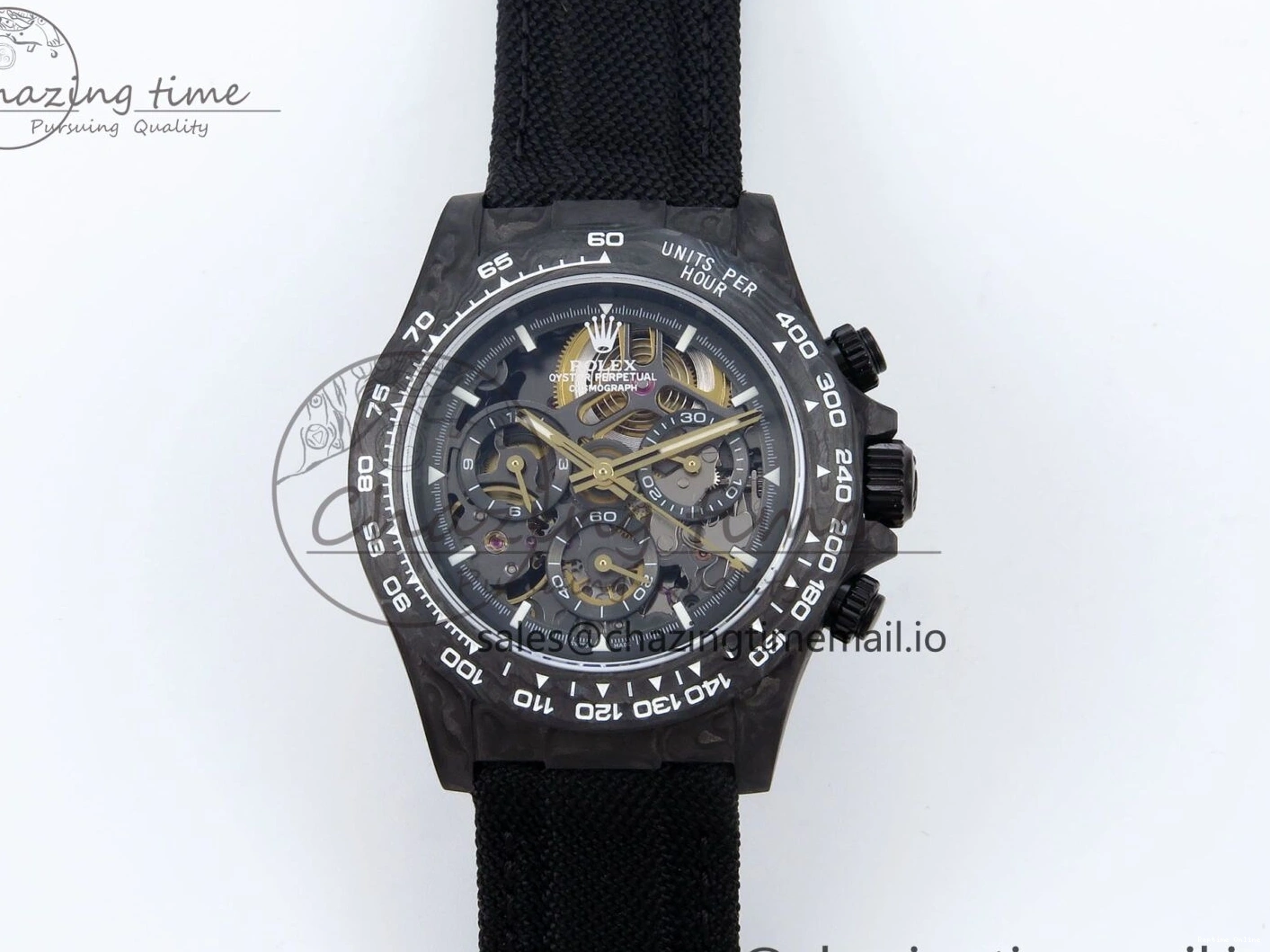 0119 Bright Daytona Diw 40mm N6F 1:1 Best Edition Gray Skeleton Dial Black Nylon Strap DD 892